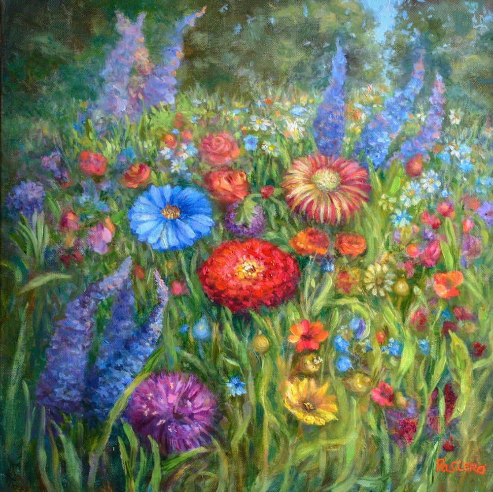 Original oil painting Wildflower Meadow Floral Wall Art Signed Bohostyle Artwork