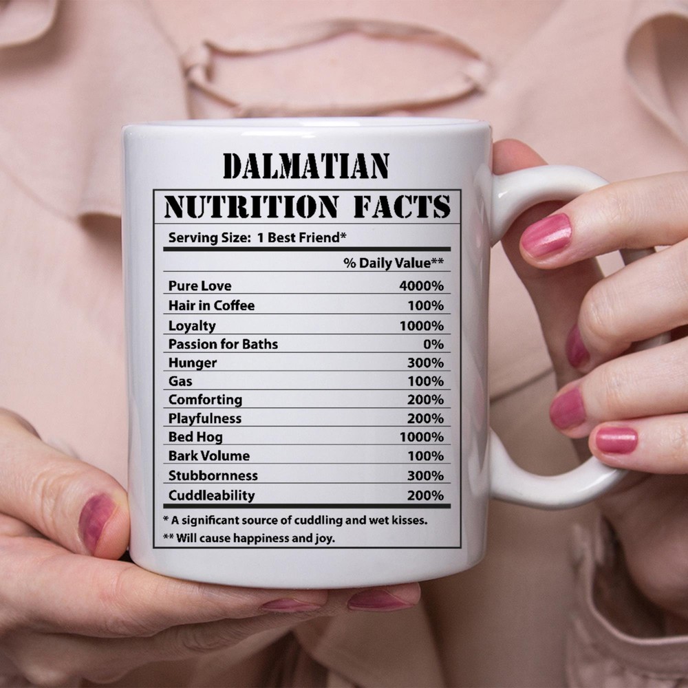 Funny Dalmatian Gifts Nutritional Facts White Coffee Mug