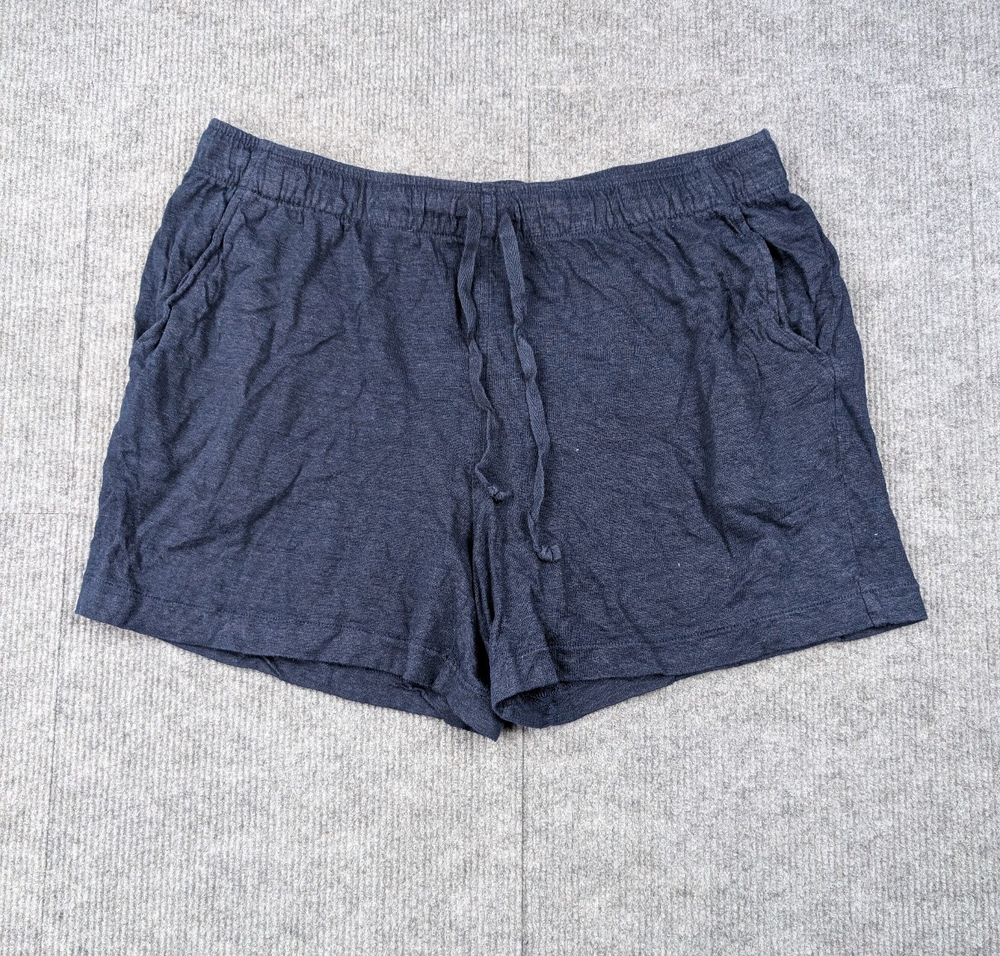 Tahari Linen Shorts Womens Large Blue Lightweight Knit Coastal Minimal Beach