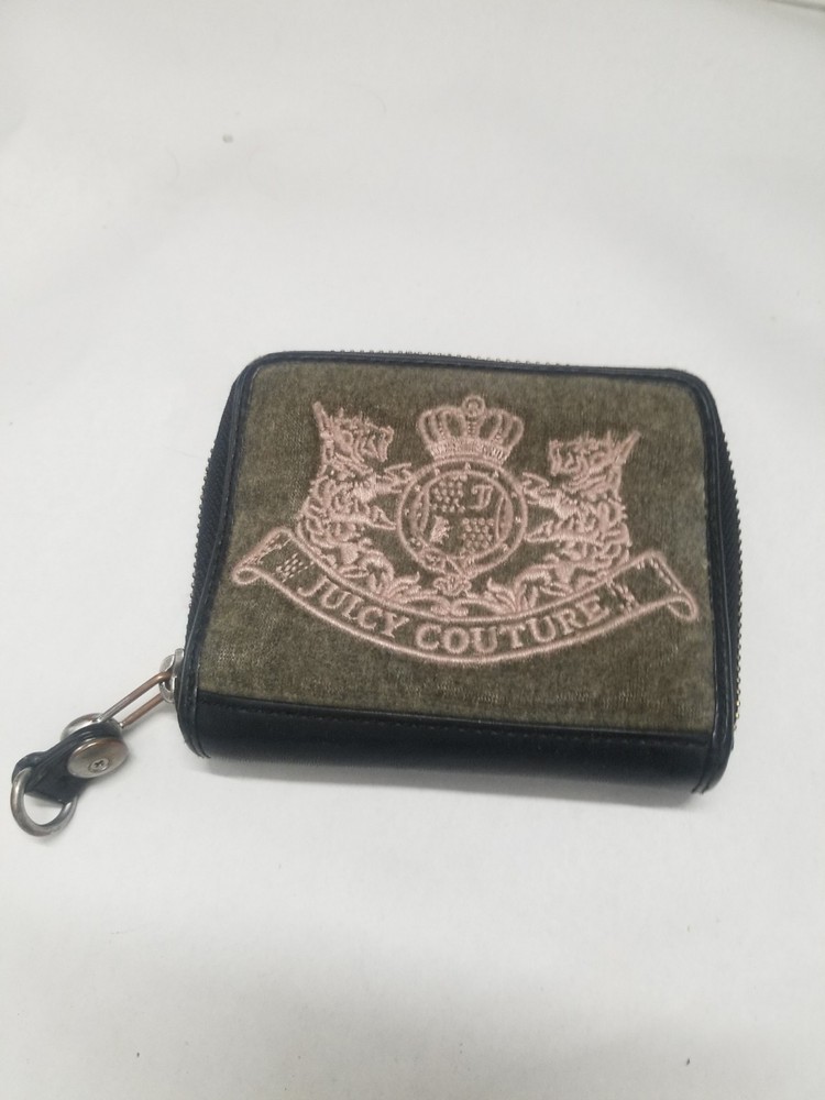 RARE Vintage Y2K Juicy Couture Pink/green Velour Scottish Dog Embroidered Wallet