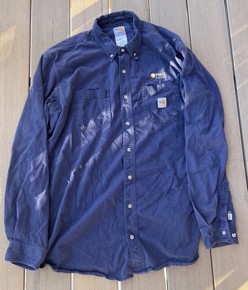 Carhartt Men 2XL FR Flame Resistant Work Shirt XXL Tall Flannel Button Up