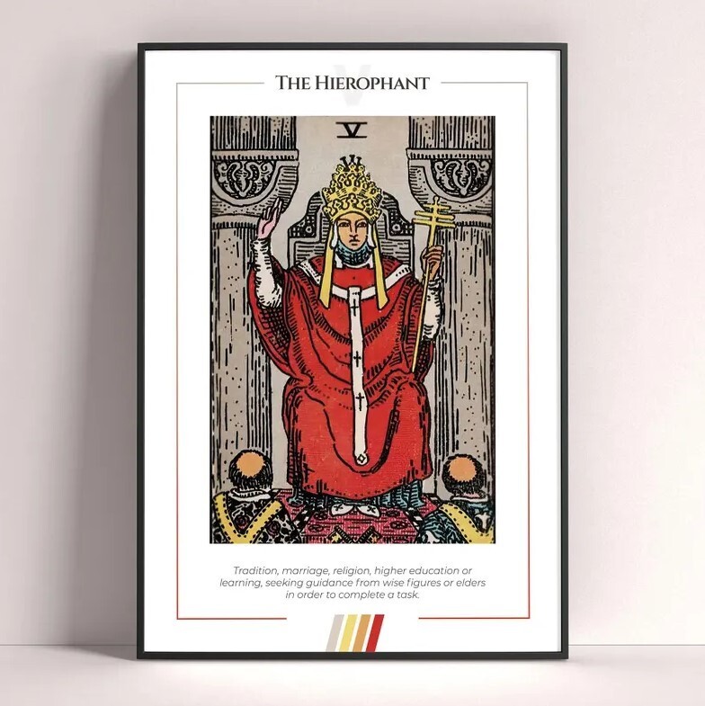 Hierophant Tarot Card Art Print Poster Digital Download