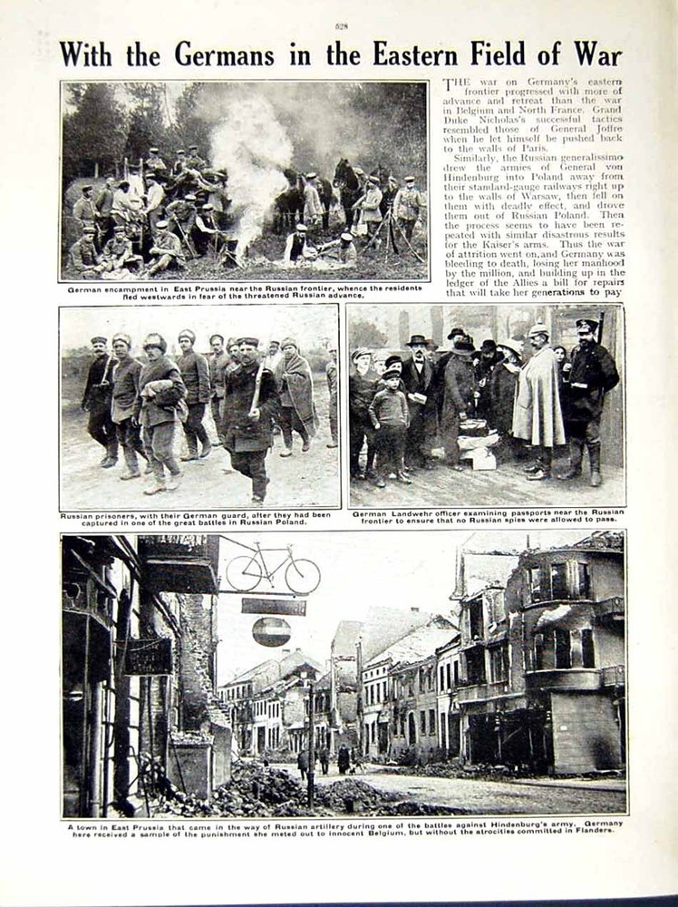 Original Old Antique Print 1914-15 World War Carpathians Prussia Siers German