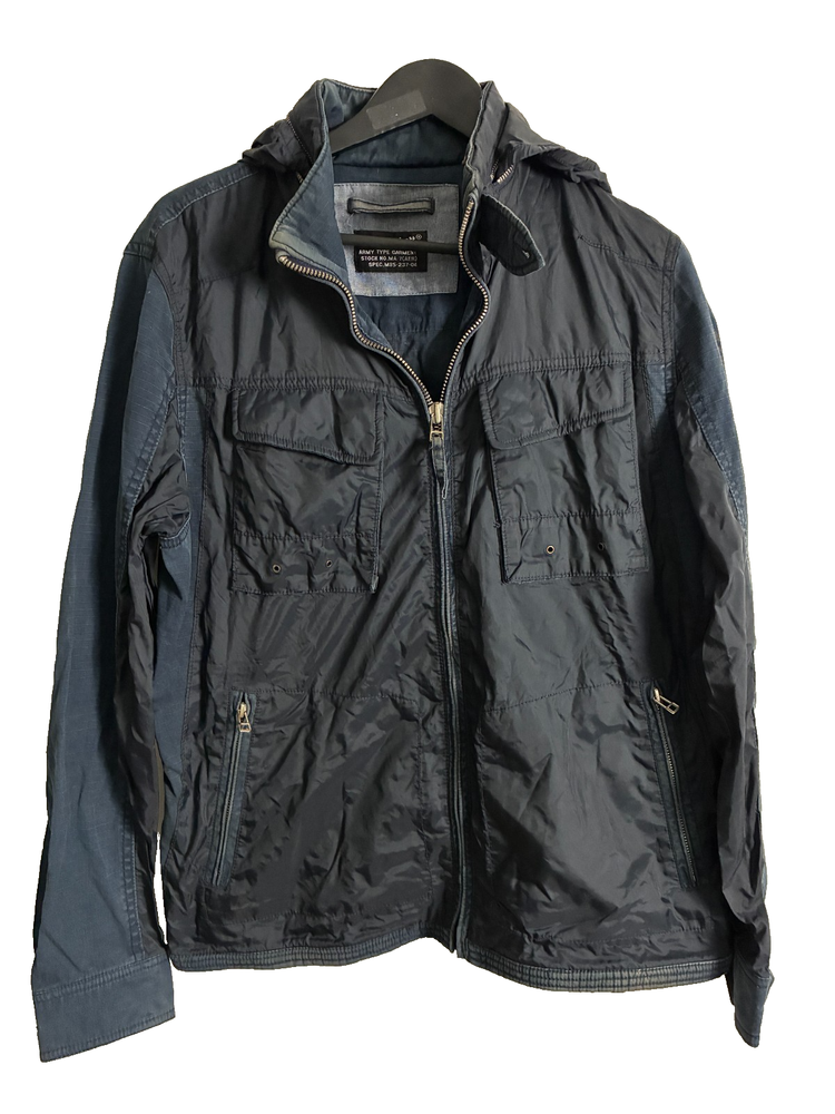 Schott NYC Army Type M65 Style Jacket Nylon Hooded Military Field Coat L