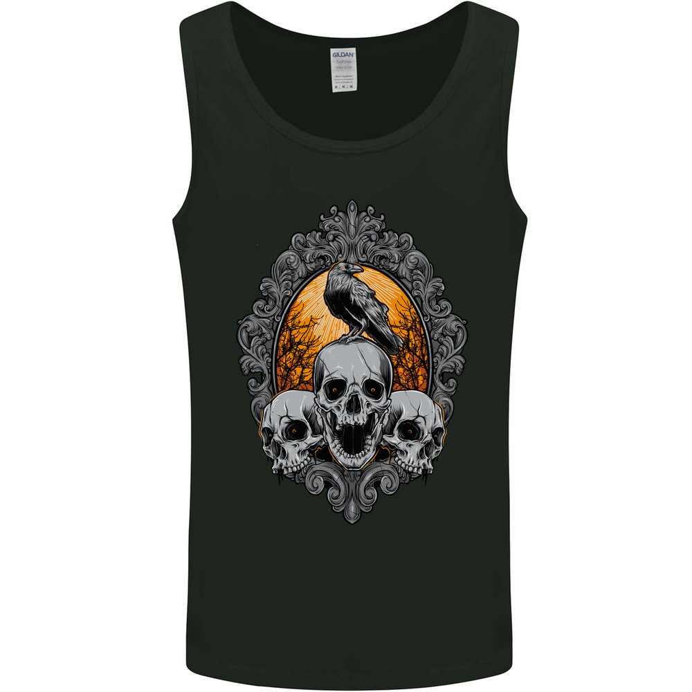 Gagak and Skulls Gothic Biker Crow Birds Mens Vest Tank Top