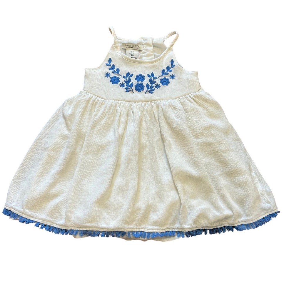 Rachel Zoe Girls Dress 2T White Blue Floral Sleeveless Summer Casual Outfit