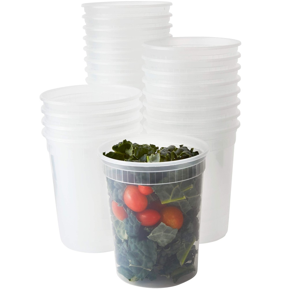 BPA-Free 32oz Deli Containers with Lids 24-Pack Leakproof Microwave Safe