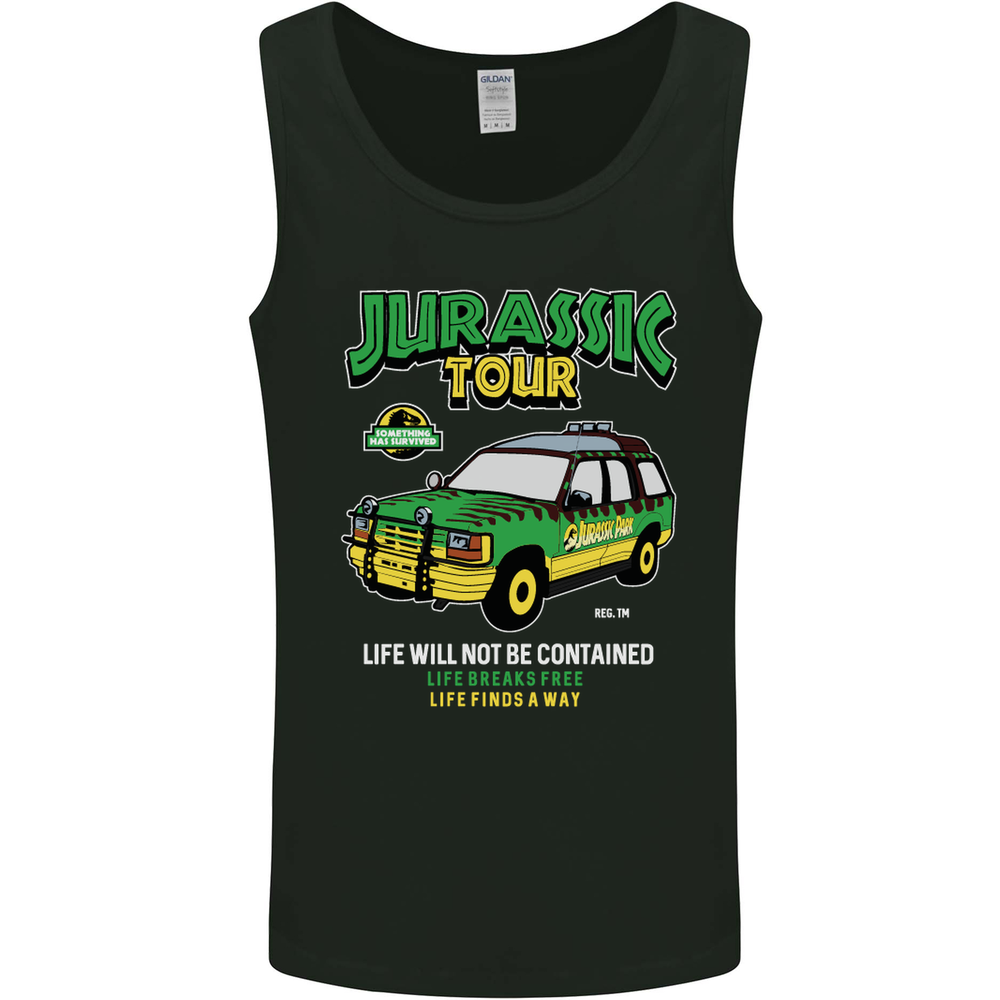 Jurassic Tour Funny Dinosaur T-Rex Mens Vest Tank Top