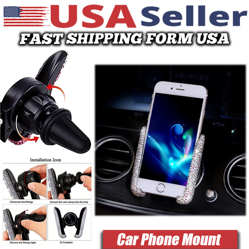 360° Glitter Car Phone Mount - Adjustable Sparkle Stand for Women & Girls, 1pc