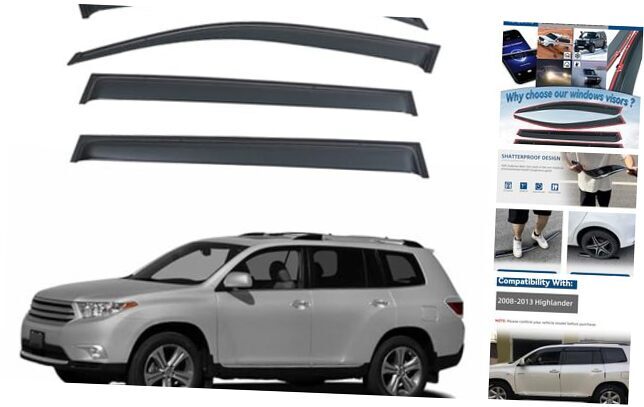 4pcs JDM Smoke Tint Outside Mount Tape On/Clip On Style PVC Sun Rain Guard