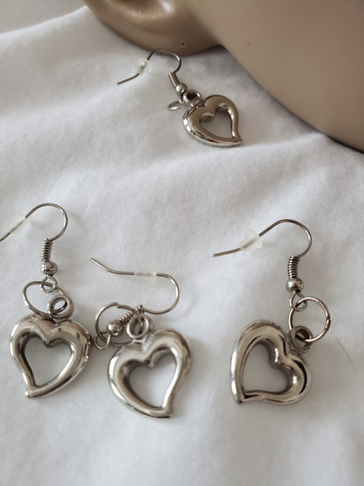 2 Pairs of Silver Heart Earrings
