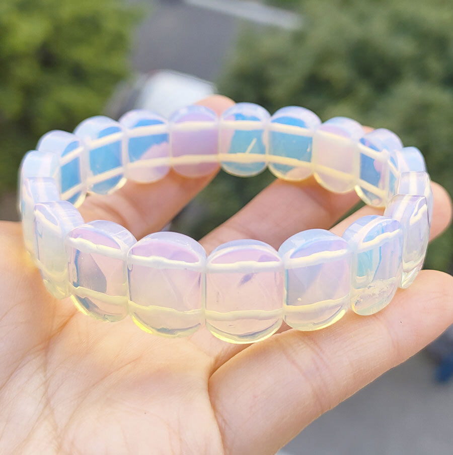 5pcs Opal Gems Oval faceted Bracelet Chakra Reiki Healing Amulet