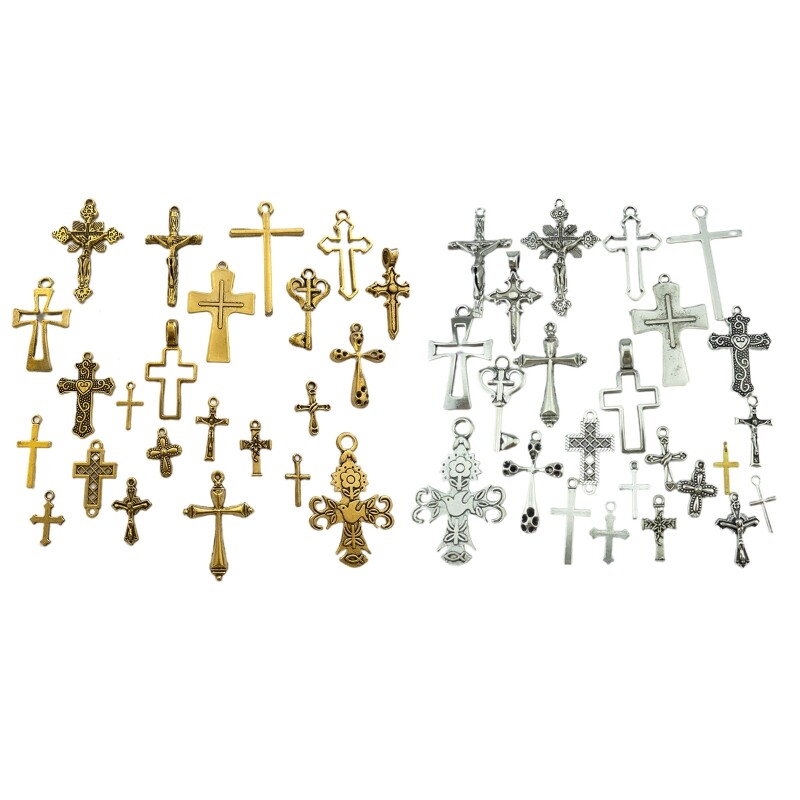 25pcs Retro for Cross Choker Keychain Making Supplies for Faith Prayer