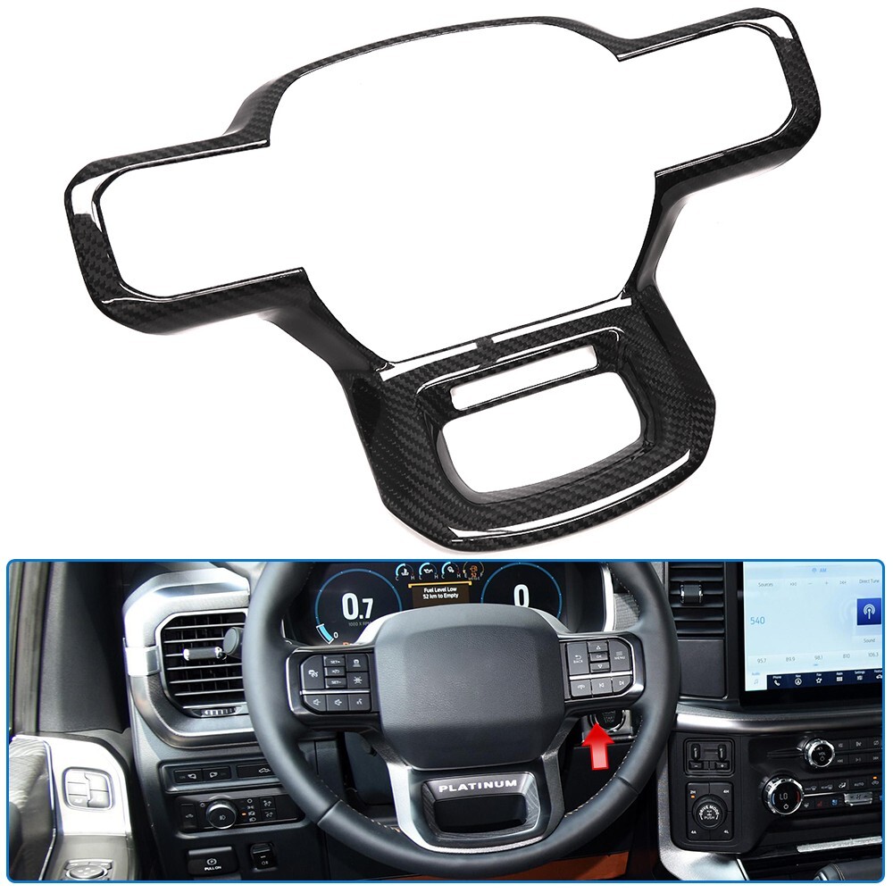 Real Carbon Steering Wheel Button Cover For Ford F150 2021+ Raptor R XL Platinum