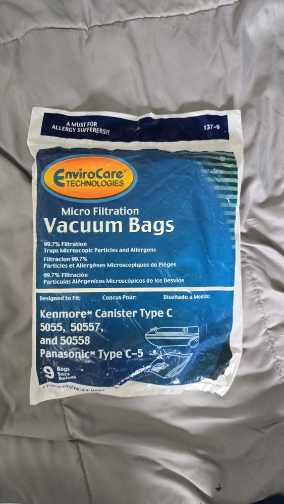 Sears Kenmore Type C Canister Vacuum Bags 5055, 50557 & 50558 By EnviroCare 9 PK
