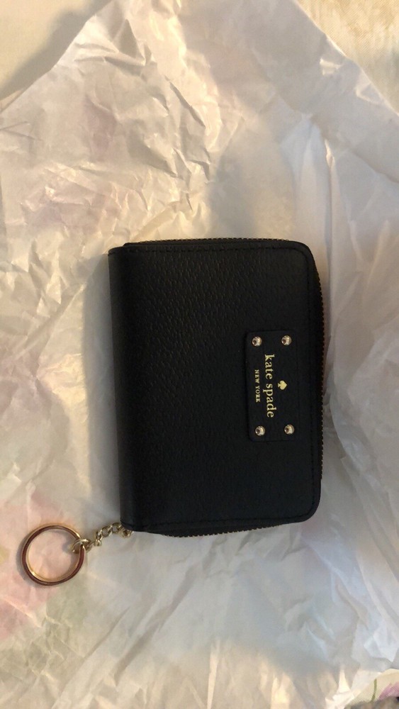 Kate Spade NY black leather wallet with detachable keychain