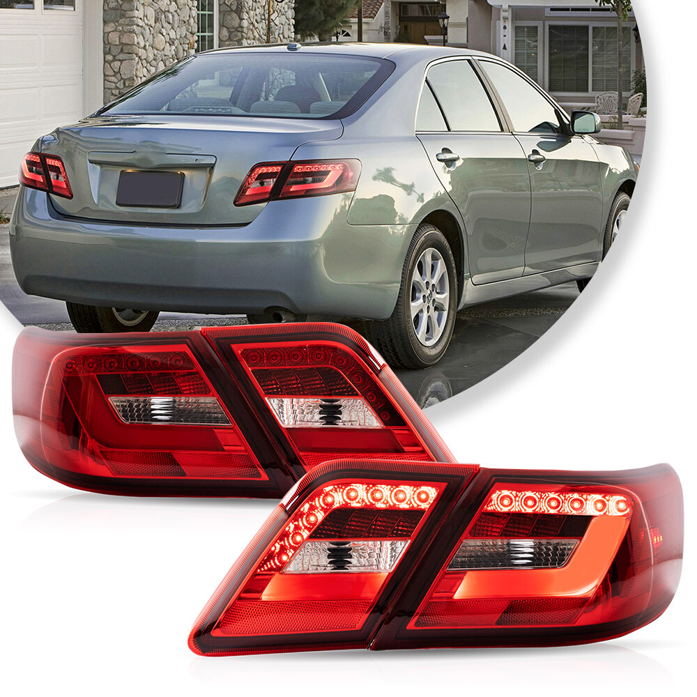 VLAND Red Clear LED Tail Lights Fit For 2006-2011 Toyota Camry XV40 Gen Sedan