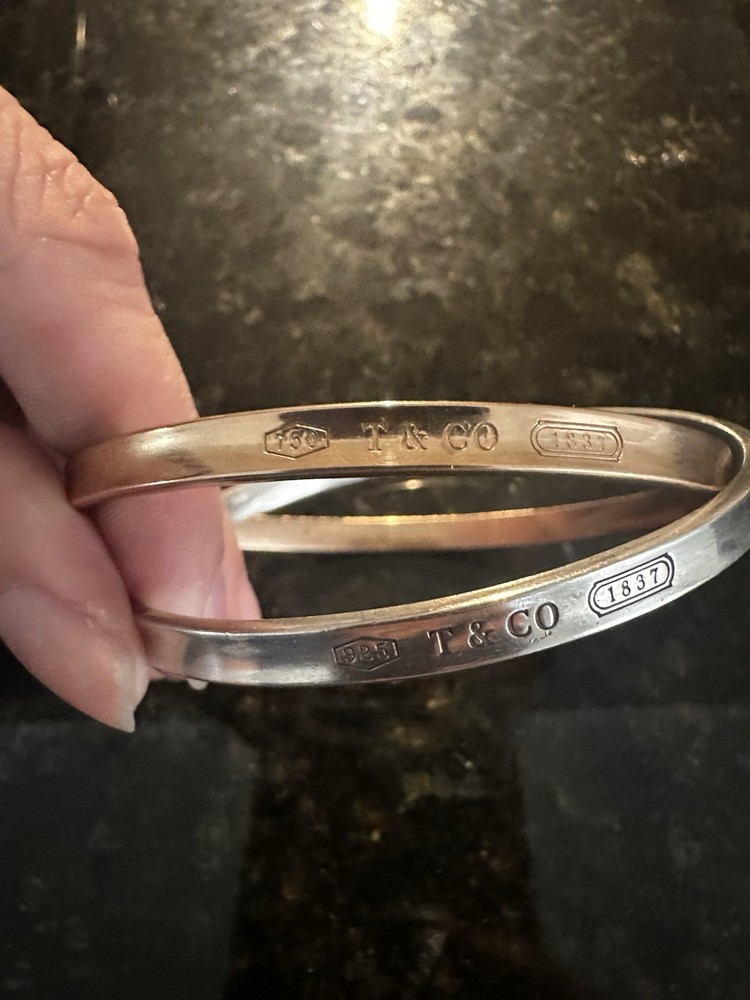 Tiffany & Co 1837 Interlocking Circles Double Bangle Bracelet in Sterling Silver