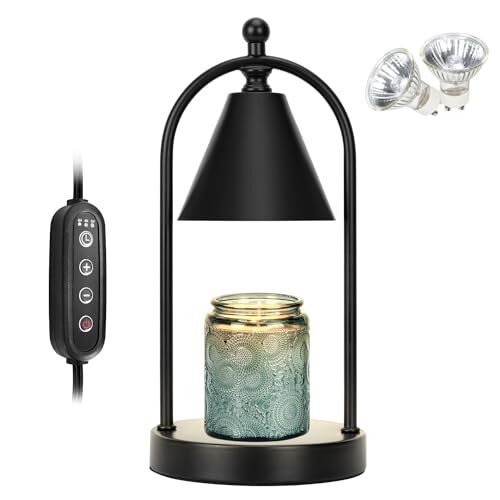 Black Candle Warmer Lamp with Timer for Cozy Bedroom Ambiance  