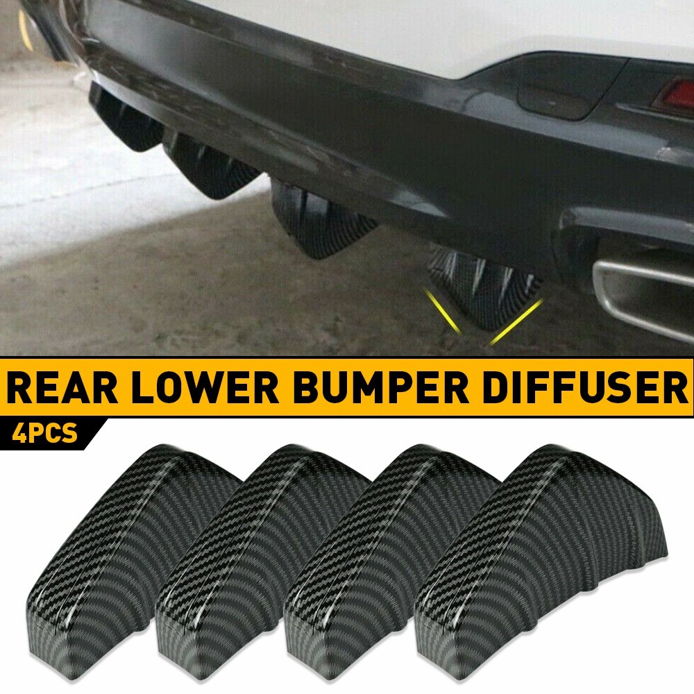 4Pcs Carbon Fiber Rear Bumper Diffuser Shark Spoiler Fins Lip Splitter For Enhanced Style And Performance US