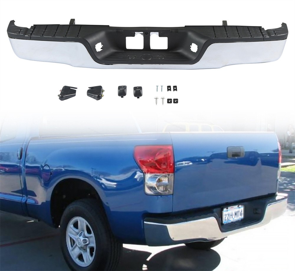 Chrome Steel Rear Step Bumper Assembly W/O Park Hole For 2007-2013 Toyota Tundra