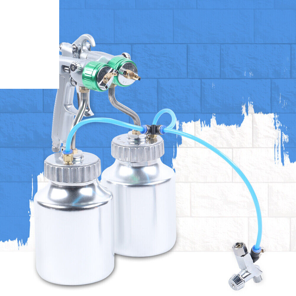 Handheld Double Head Automatic Polyurethane Spray Gun Foam Sprayer +2* 1L Pot