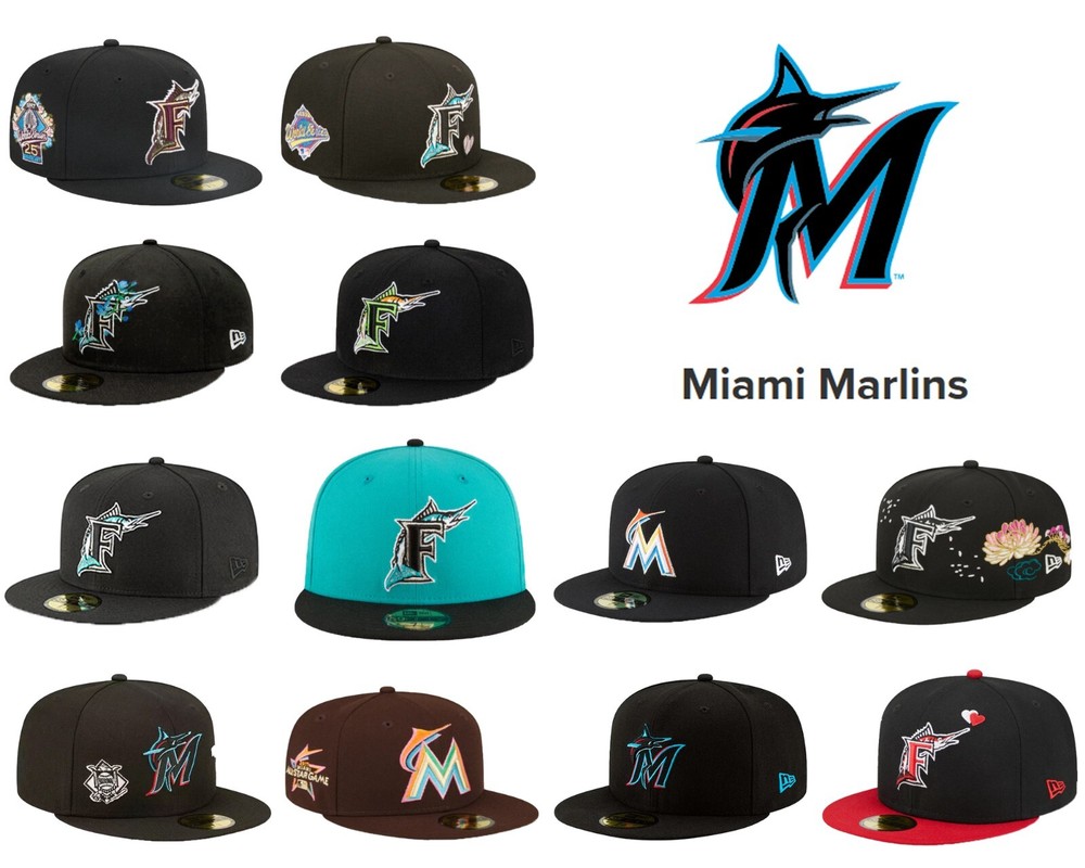 New MLB Miami Marlins New Era Men's Baseball Cap 59FIFTY Fitted Cap