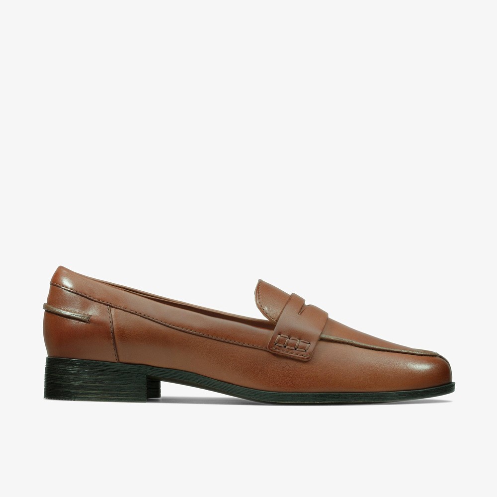 Clarks Womens Hamble Loafer Tan Leather Loafers,Slip Ons Leather Casual
