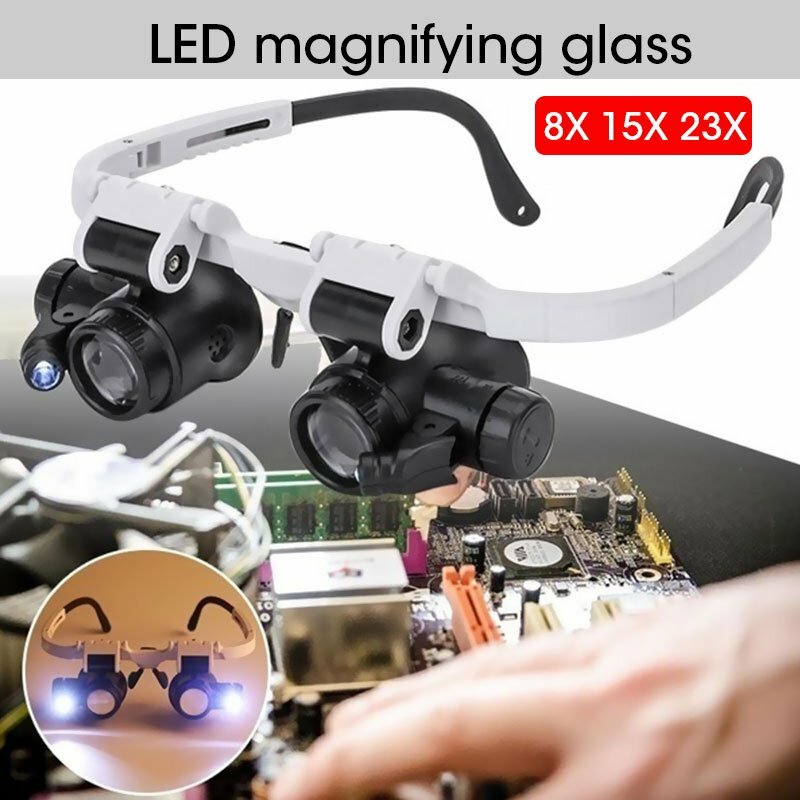 LED Head-Mounted Magnifier Glasses with Light for Jewelry Watch Repair-image
