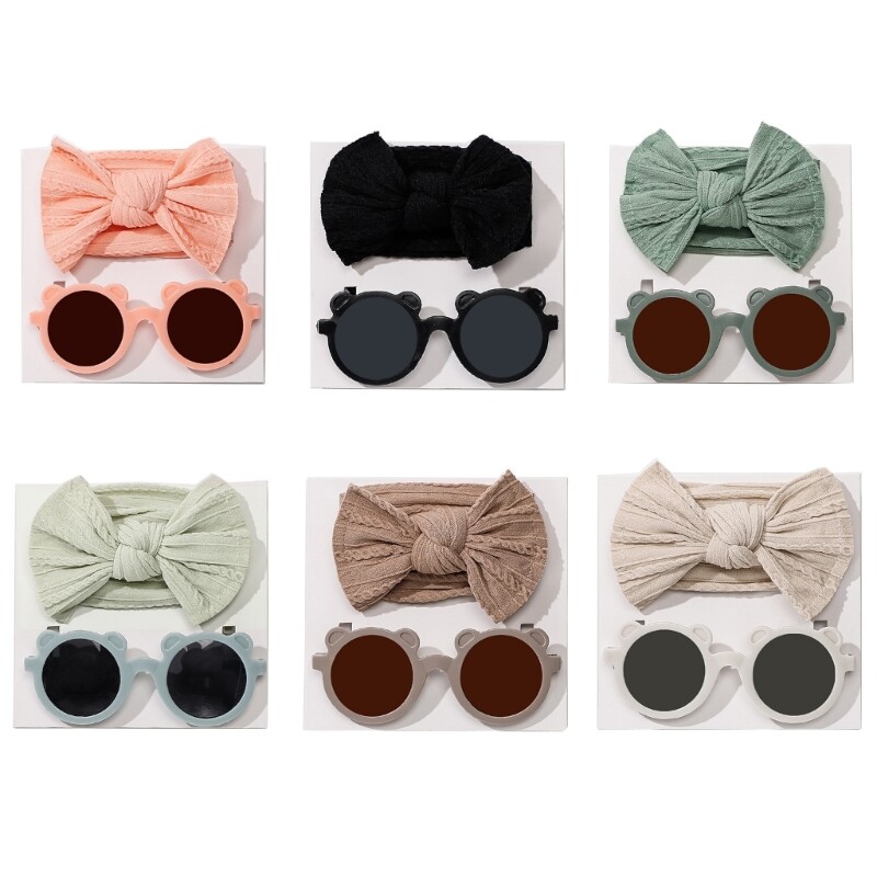 Summer Beach Photo Props for Kids – 2PC Hair Bows & Posing Sunglasses