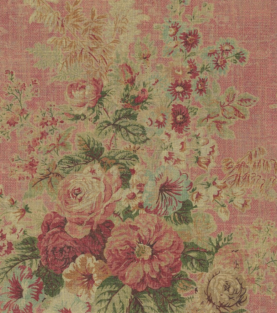 Rosewater Floral Printed Linen Fabric for Upholstery & Decor