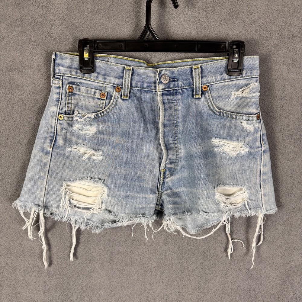 Levi’s 501 Denim Shorts Womens 30  Raw Hem Cutoff Daisy Dukes Festival USA Made