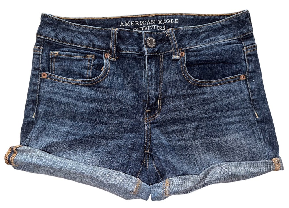 AMERICAN Eagle 🦅  Super Stretch Jean Shorts Women's Sz 8 Midi EUC