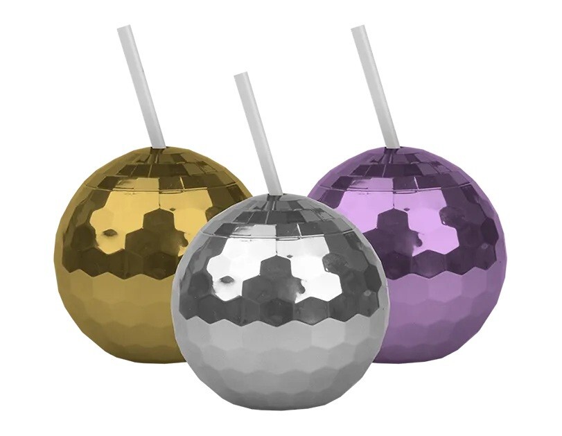 Disco Ball Tumbler with Straw Party Cocktail Cups Hen Do Festival Bar Glasses