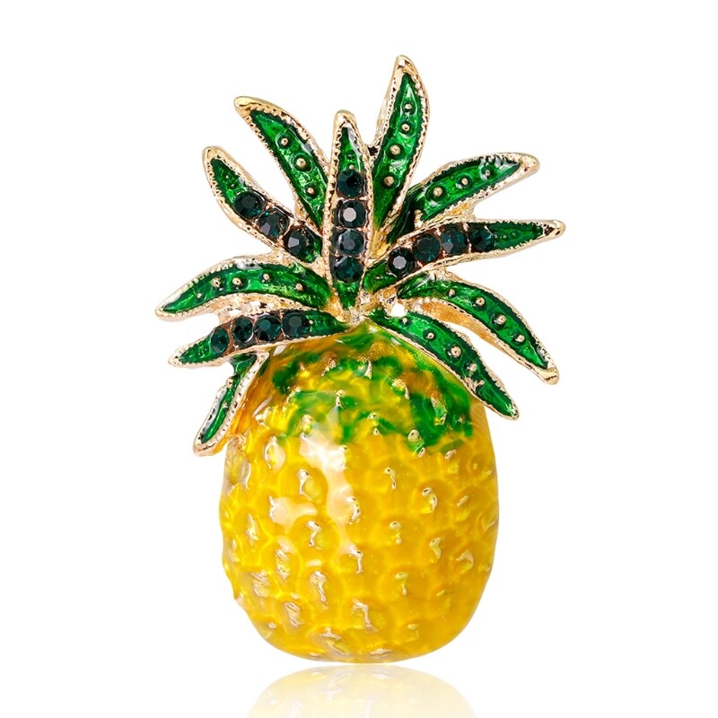 Gorgeous Pineapple Enamel Brooch Pin Corsage for Dress Scarf Bag Jackets