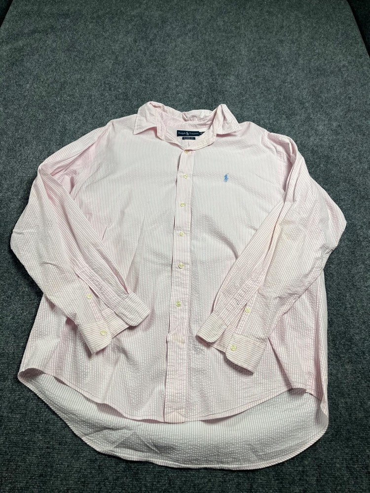 Ralph Lauren Classic Fit Men's Pink Shirt Striped Button Down Size XL