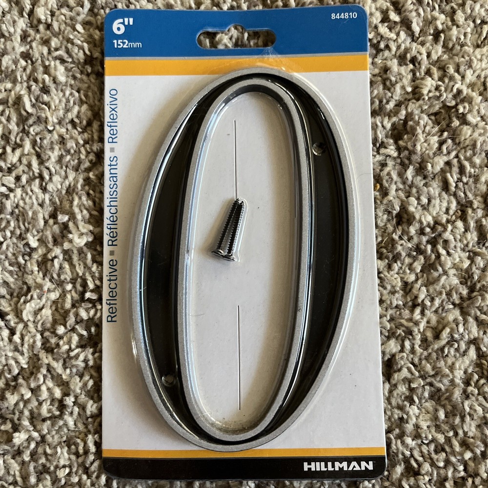 Hillman 6-in Reflective Black Number #0 Letter 844810