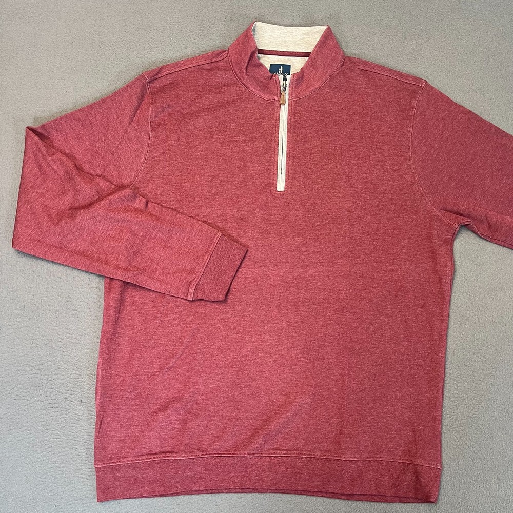 Johnnie-O Mens Large Sully Quarter Zip Pullover Wrinkle Resistant Port Modal