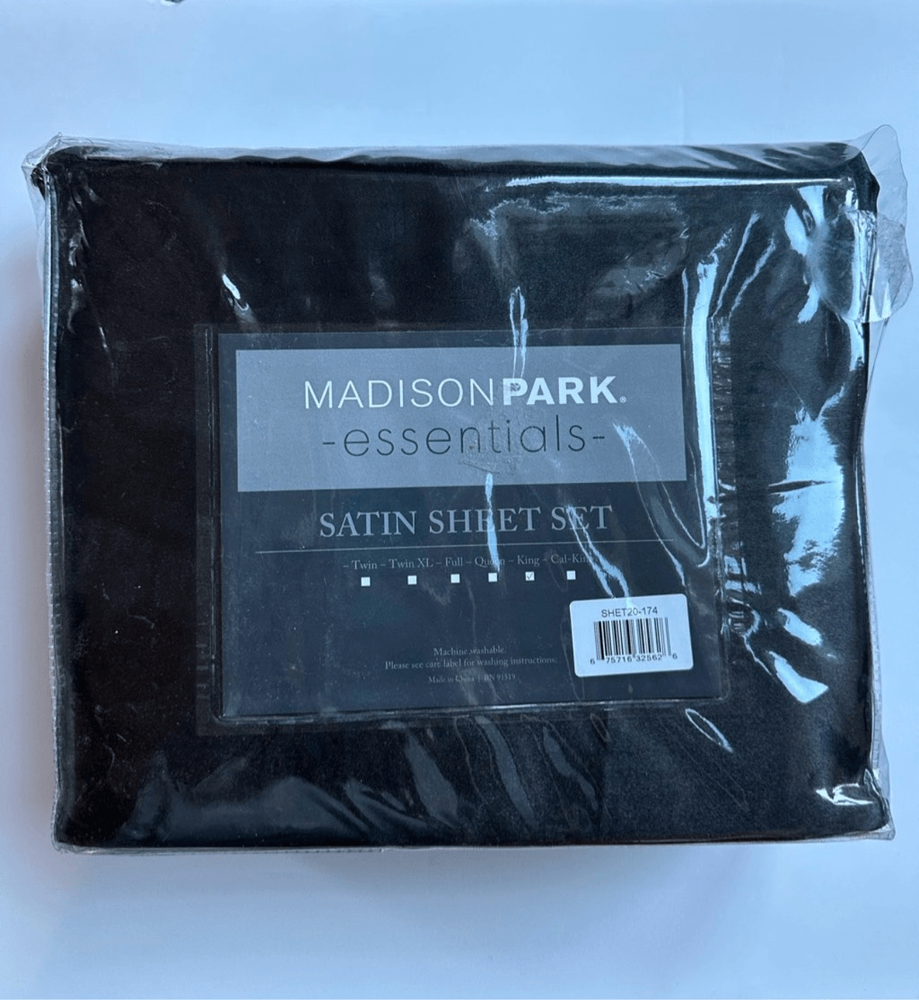 Madison Park Essentials Satin King 6pc Sheet Set in Black