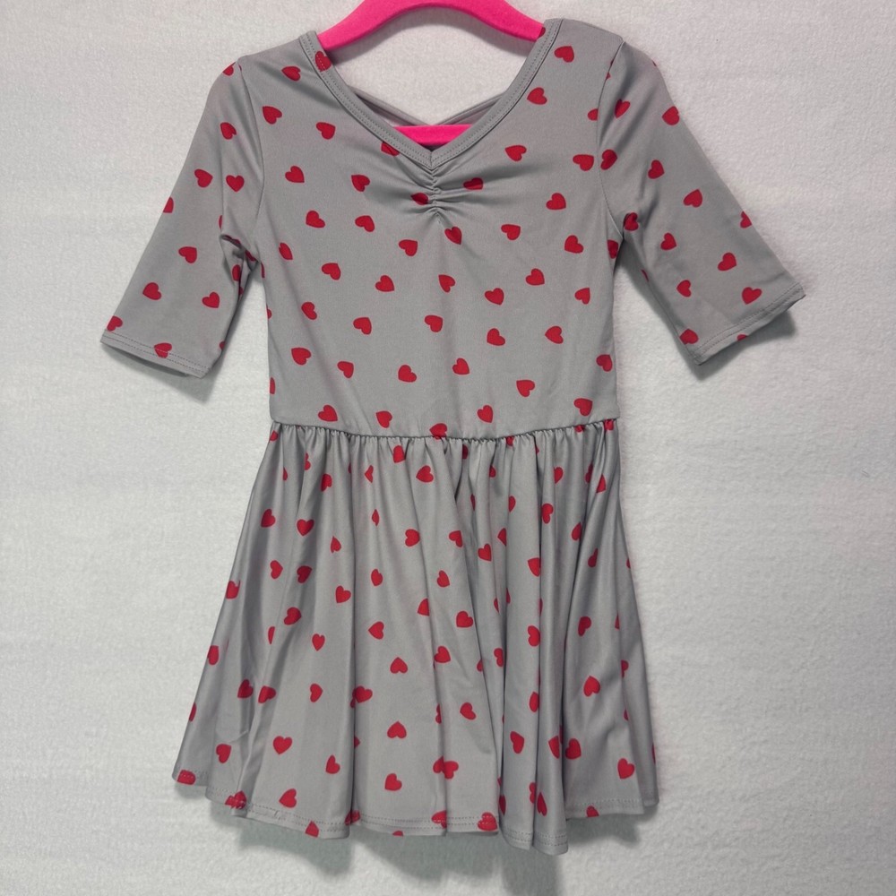 Dotdotsmile Gray & Red Hearts Dress Size 2T NWT