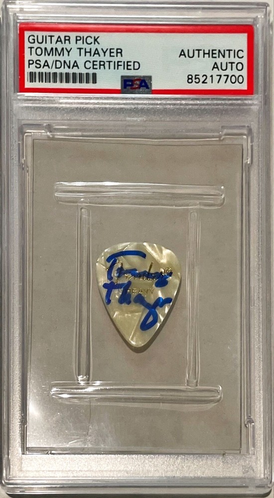 Tommy Thayer Kiss Black N Blue Signed Auto Pearl Fender Guitar Pick PSA/DNA