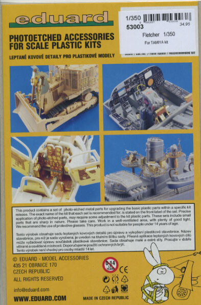 Eduard 53003 Fletcher Photo-Etched Detail Set for 1/350 Scale Tamiya Model Kit