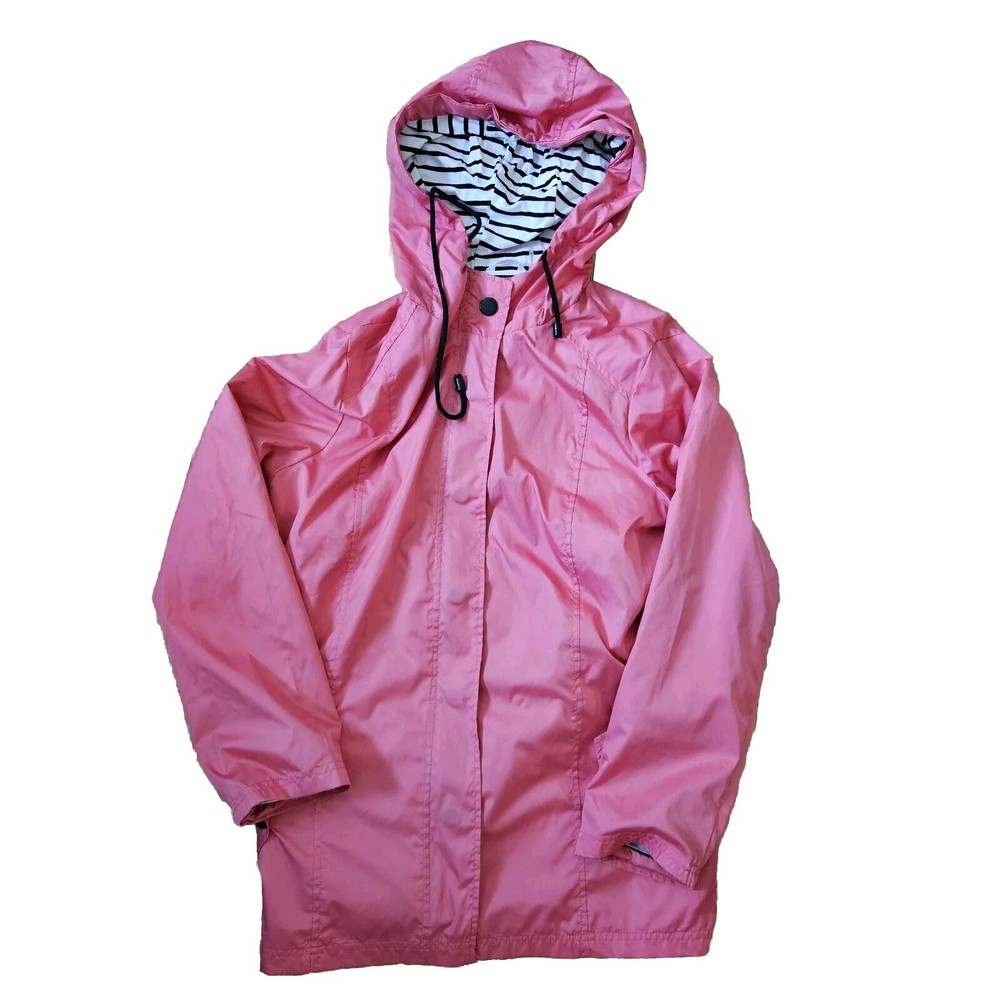 Kaktus Womens Jacket Coat M Pink Hooded Lightweight Soft Shell Full Zip Snap