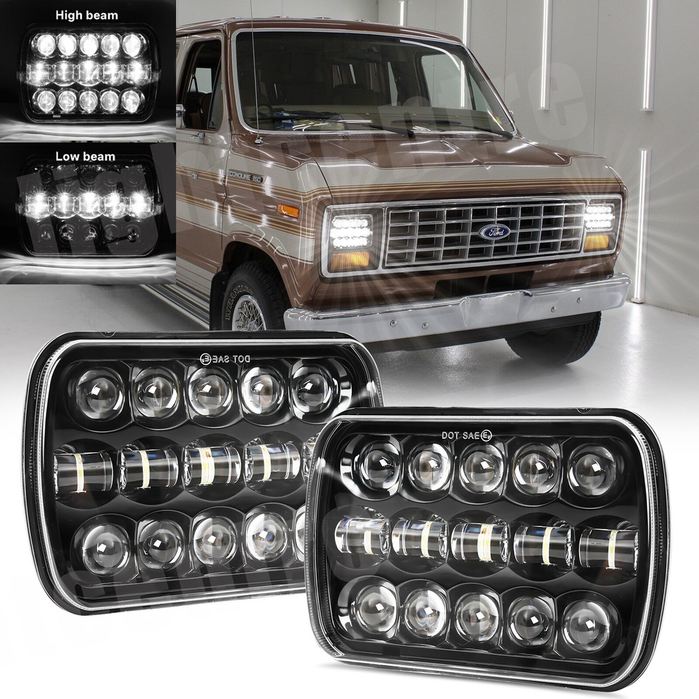 Black HI-Lo Beam LED Headlight for Ford E-150 E-250 Econoline 1982-2012 5x7 7x6