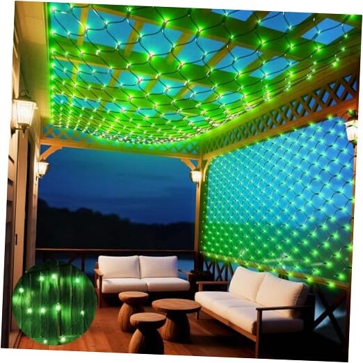 St Patrick’s Day 300LED Green Net Lights with Green Wire for Outdoor Decor