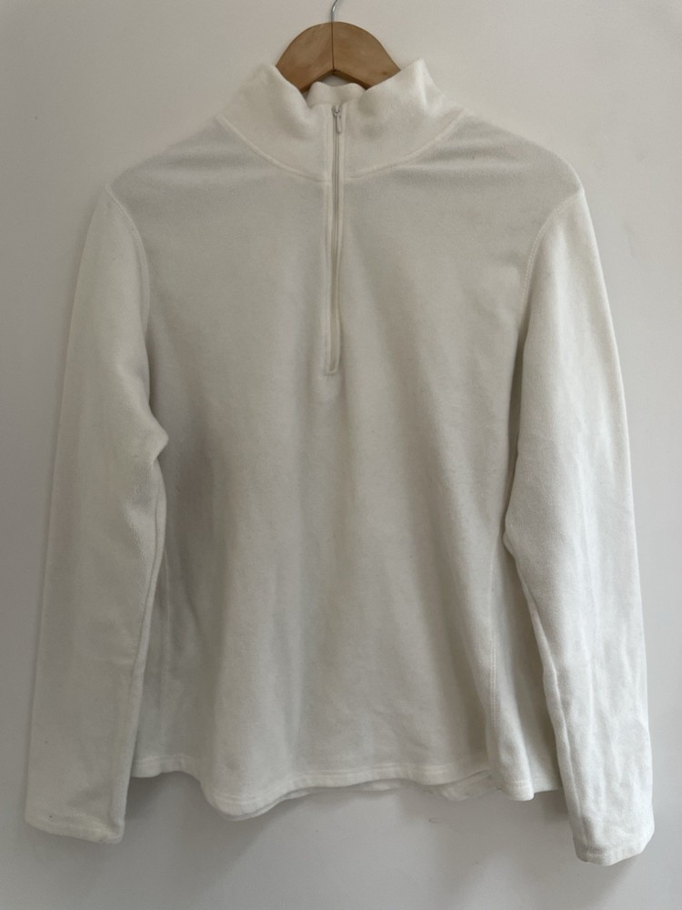 Gap Stretch Womens Solid Cream Fleece 1/4 Zip Long Sleeve Pullover Sweatshirt XL