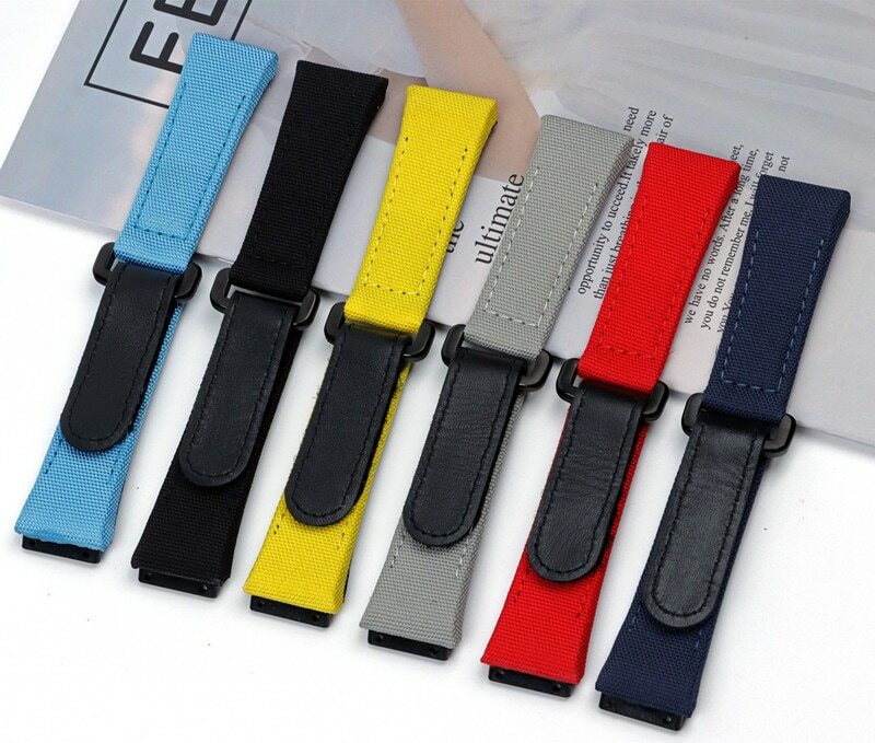 25*20mm Nylon Canvas Stitched Watchband For Richard MILLE Screw Down Connections