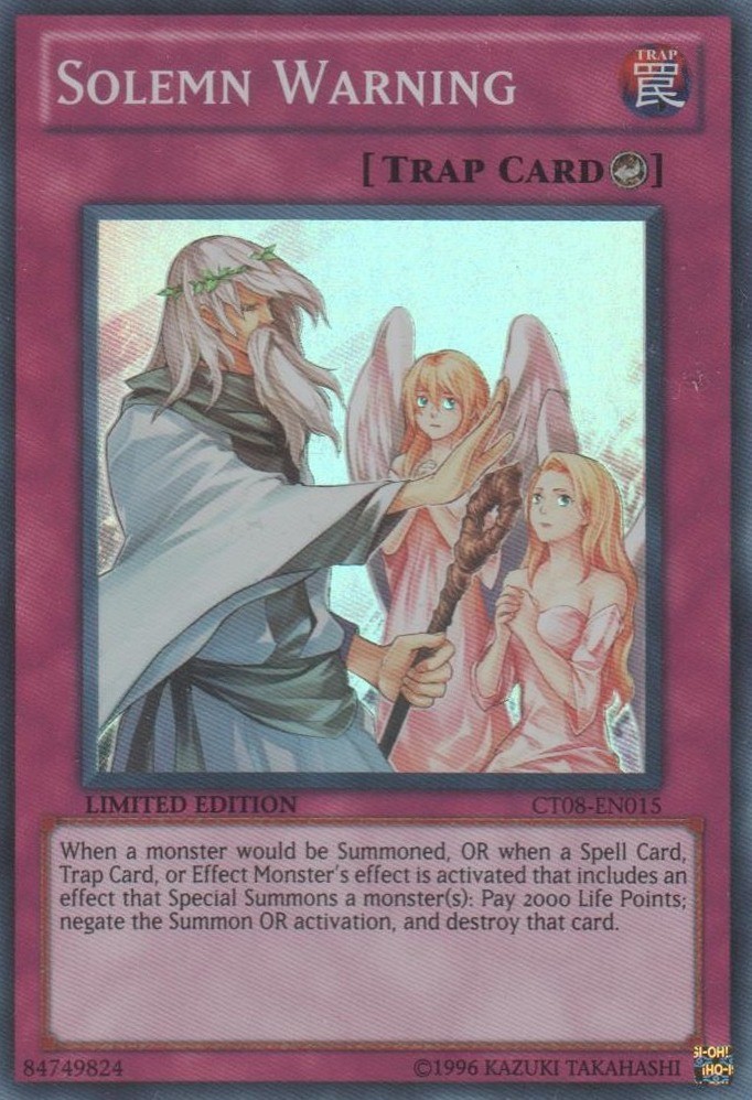 Solemn Warning CT08-EN015 Super Rare Limited Edition LP 2011 Yugioh Card