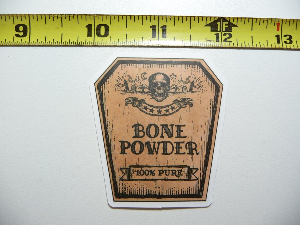 PURE BONE POWDER DECAL STICKER WITCHCRAFT POTION SPELL WITCH GOTH LABEL FUNNY