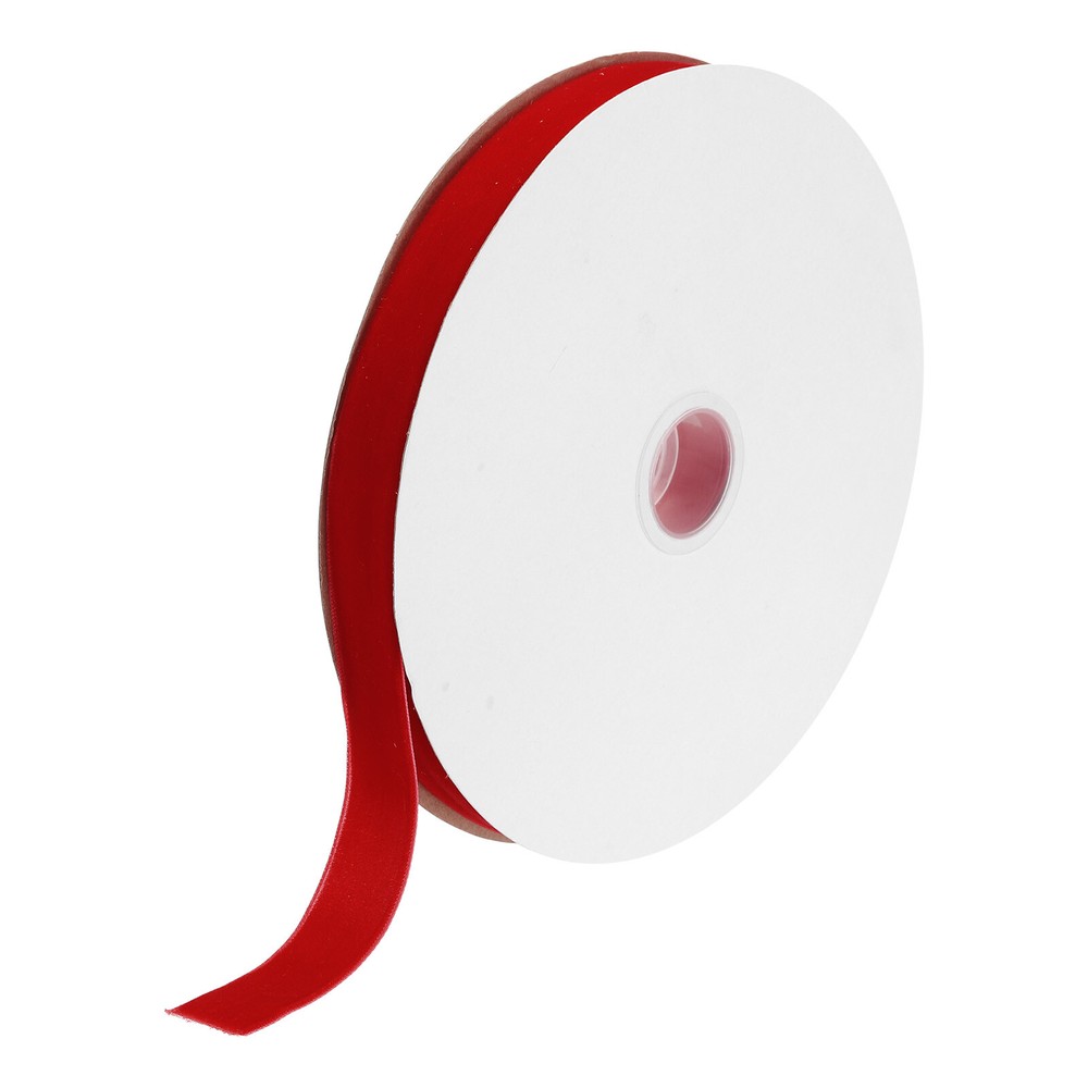 Velvet Ribbon 3/4 Inch x 25 Yard Single Face Spool Silky Fabric Red